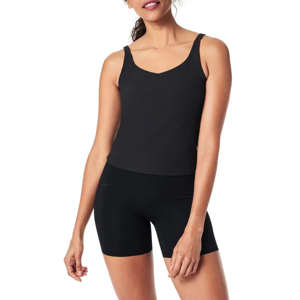 Spanx Contour Rib 2-in-1 Tank Top Black Size Small